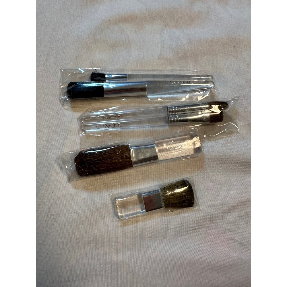 Clinique 5 Piece Travel Makeup Brush Set Clear Acrylic Handles New